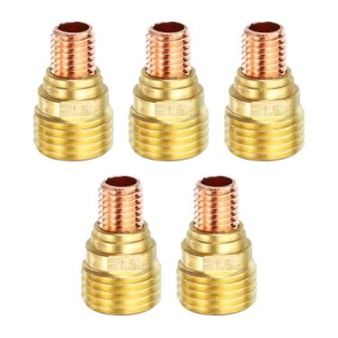 Imagem de HARFINGTON 5 peças de corpo de pinça de lente a gás 45 V43 1/40.6 cm kit de consumíveis de tocha de soldagem para tocha de soldagem TIG série WP-9/20/25