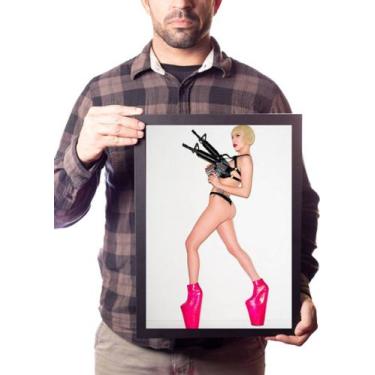Imagem de Quadro Lady Gaga Armada Foto Arte Pôster Moldurado - Fanarte