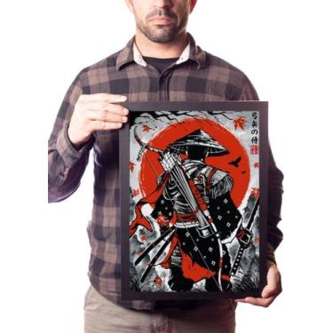 Imagem de Quadro Guerreiro Samurai Ronin Arte Paisagem Sol Vermelho - Fanarte