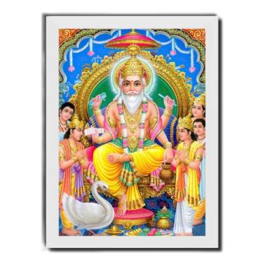 Imagem de Quadro Hindu Brahma  Arte Deus Da Criação Moldura Branca - Fanarte