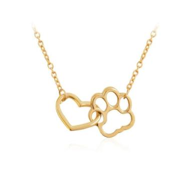 Imagem de Yocoyee Colar com estampa de pata de gato, cachorro, cachorrinho, gato, animal, para sempre, amor, coração, pingente de joias para amantes de animais de estimação, Cobre, Sem Pedra Preciosa