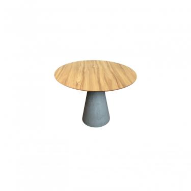 Imagem de Mesa De Jantar Cone Cimento Queimado 160cm Tampo Nogueira Cinza Claro