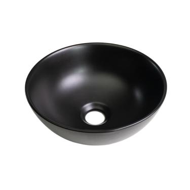 Imagem de Cuba de Apoio Redonda Slim Sem Válvula para Banheiro Louça Cerâmica 28,5cm Calcedônia Pingoo.casa - Preto Fosco