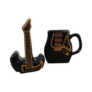 Imagem de Caneca Guitarra com tampa de Porcelana 150 ml Musico - Decore Casa