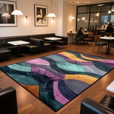 Imagem de Tapete para sala de estar, lavável, grande, estilo abstrato, decoração de área, capacho vermelho para entrada (160 x 230 cm, 63 x 90 pol./CX035-flannel-7)