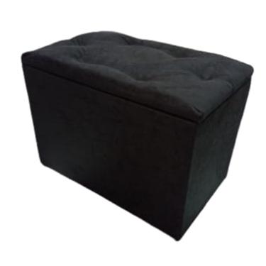 Imagem de Puff Bau Para Quarto Retangular Em Suede Com Espaço Para Armazenamento(PRETO)