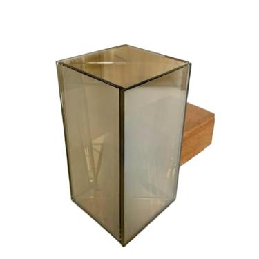 Imagem de Porta Escova de Dente Com Tampa em Vidro e Madeira Nobre porta escova de dente Organizador para Banheiro de Luxo, Design Sofisticado e Natural(Champanhe Seiva)