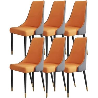 Imagem de EESCZVGBDX Conjunto de 6 cadeiras de couro de microfibra para quarto, varanda, sofá, cadeira de ferro, penteadeira, cadeira de maquiagem, cadeiras de jantar