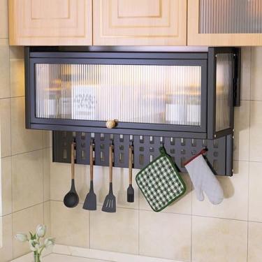 Imagem de Rack de cozinha multifuncional montado na parede - Armazenamento de micro-ondas e pote de especiarias sem perfuração, ideal para armários, sala de estar e organização de quarto