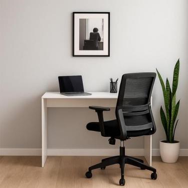 Imagem de Mesa Escrivaninha Para Escritório 90cm em MDF Branca Moveara