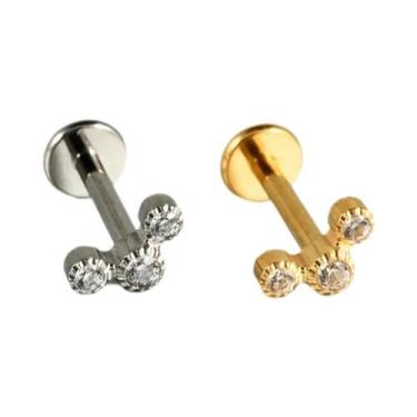 Imagem de Brincos De Titânio Puro 16G Com Zircônia Cúbica Em Formato De Cobra Pa