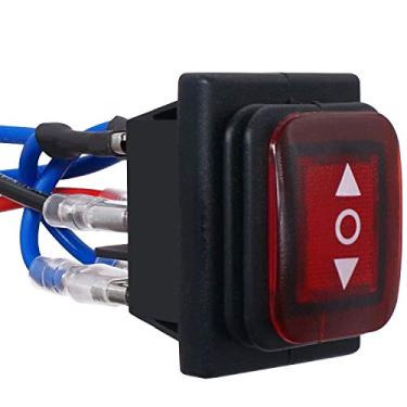 Imagem de TWTADE Interruptor inverso de polaridade de travamento à prova d'água controle interruptor basculante motor CC 6 pinos 3 posições 10A (LED DC12V) interruptor automático liga/desliga para barco com fio