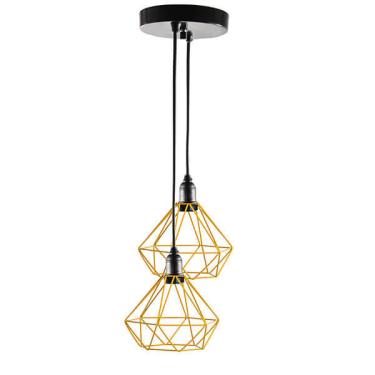 Imagem de Lustre Com 2 Pendentes Aramado Diamante - Amarelo