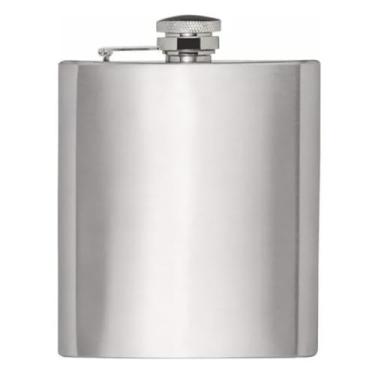 Imagem de Cantil de Bolso em Aço Inoxidável Design Clássico Acabamento Escovado