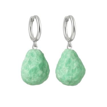 Imagem de Brinco de Argola Crisoprasio - Cristal Natural, Prata 925