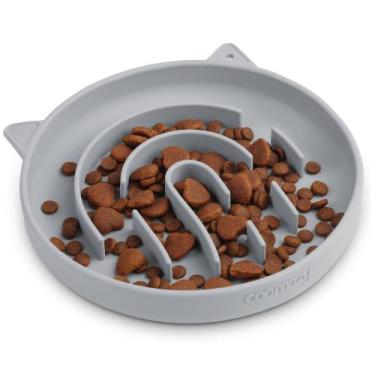 Imagem de Slow Feeder Cat Bowl Coomazy Silicone para animais de estimação cinza