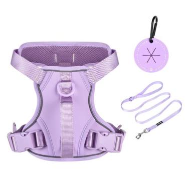 Imagem de Arnês para cães Petmolico No Pull para cães médios com coleira roxa cl