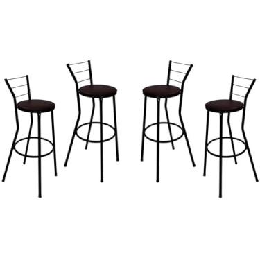 Imagem de Jogo 4 Banquetas Banco Alto Para Bancada Balcão (Marrom)