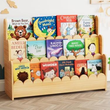 Imagem de SpaceAid Estante recortada de 3 camadas, estante Montessori para crianças, organizador de prateleira de livros de madeira, móveis para quartos de crianças, sala de jogos, berçário e sala de aula, 93