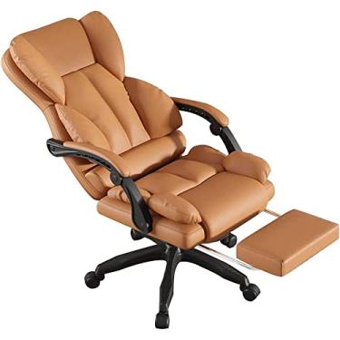 Imagem de Computador ajustável de escritório com encosto alto, couro PU, massagem ergonômica, mesa executiva, giratória, com suporte lombar para escritório em casa