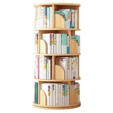 Imagem de Prateleira giratória de 360° para escritório, sala de estar, várias camadas, design tridimensional, economia de espaço, muito espaço de armazenamento funciona em espaços apertados (cor madeira, 128 x