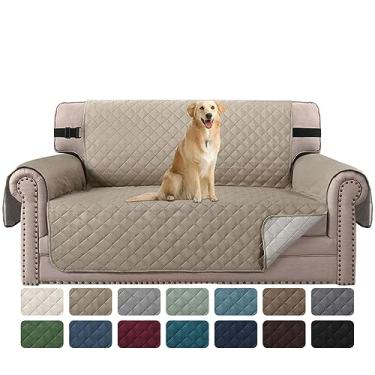 Imagem de H.VERSAILTEX Protetor de sofá para cães/gatos/animais de estimação, capas de sofá acolchoadas, capas de sofá com alça elástica antiderrapante resistente à água Largura do assento: 117 cm (namoradeira