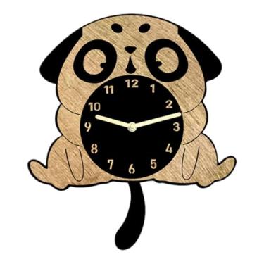 Imagem de XLWLLNJ Relógio de parede em forma de cachorro, decoração elegante, divertida, silenciosa e fofa, ideal para quarto infantil, casa de campo ou sala de jantar.