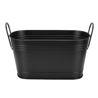 Imagem de Depisuta Suporte para Lenha para Lareira, Banheira de Metal Oval para Cesta de Lenha, Suporte para, Resfriador de Bebidas, Caixa de Armazenamento Portátil Com Alças para Jardim de