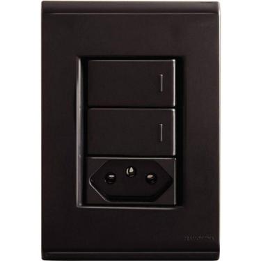 Imagem de Conjunto 4x2 Tramontina Liz Grafite 2 Interruptores Simples 10a E 1 Tomada 2p+t 10a~250v