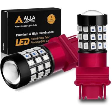 Imagem de Alla Lighting Versão atualizada T25 3156 3157 lâmpadas de freio estroboscópicas LED, lâmpada de parada piscante vermelha 3057K 4057K 3457 4114 4157KX 3157KK 3157KX 3155 Super Bright 2835-SMD 12V