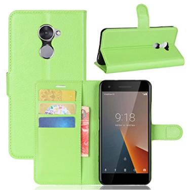Imagem de Capa Vodafone smart V8, capa carteira flip de couro PU premium com compartimento para cartão, suporte e fecho magnético [capa interior à prova de choque de TPU] Compatível com Vodafone smart V8