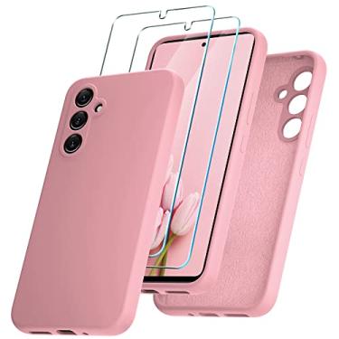Imagem de YENAPOON Capa para Samsung Galaxy A54 5G e 2 unidades de película de vidro temperado, capa protetora fina de silicone líquido à prova de choque - rosa
