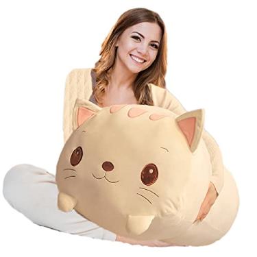 Imagem de Cat Plush Pillow, Soft White Cat Stuffed Animal Toy Cylindrical Body Pillow Gifts for Kids, 33.5"