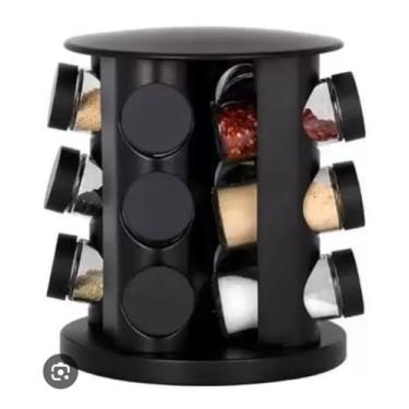 Imagem de Genérico Porta Tempero Giratório com 9 Potes de Vidro