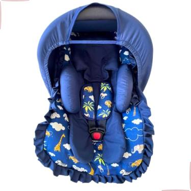 Imagem de Kit 5 peças para bebê conforto Capa Protetor Cinto Capota Redutor 0-13 kg Galzerano Cosco Burigotto (Safari Marinho)