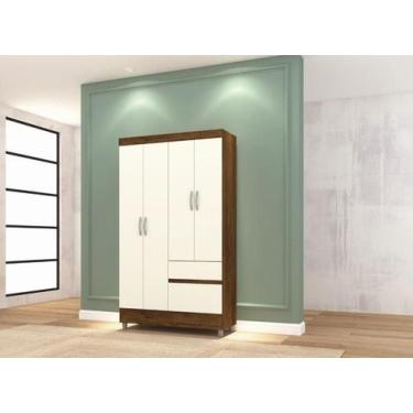 Imagem de Roupeiro Ideal Plus 4 Portas e 2 Gavetas - Imbuia Champanhe  - Vila Ri