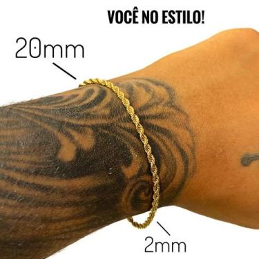Imagem de Pulseira Bracelete Masculino Baiano 2mm Banhada Ouro 18k - Azmar SemiJ