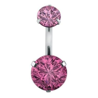 Imagem de Piercing De Umbigo Prata 2 Pedras Aço Cirúrgico Zircônia - DeCastro jo