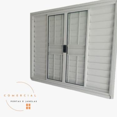 Imagem de Veneziana 6 folhas 100x120 com grade linha modular alumínio 18 branco 