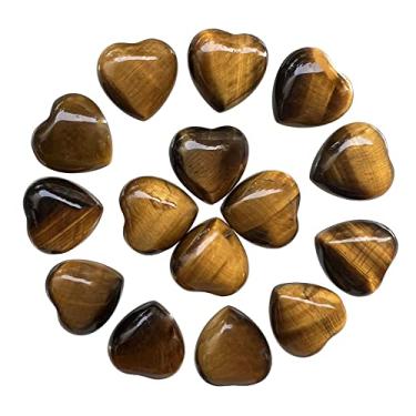 Imagem de Neyisaa Conjunto de mini pedras de coração de cristal de 0,6" (15 mm), pedra de bolso de corações inchados polidos polidos para meditação, chacra, decoração equilibrada, 10 peças, olho de tigre