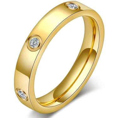 Imagem de Anel fofo de amor amizade para mulheres: anel de compromisso de aço inoxidável prata banhado a ouro 18 quilates zircônia cúbica presentes de aniversário joias delicadas CZ tamanho 5 6 7 8 9 10, Aço