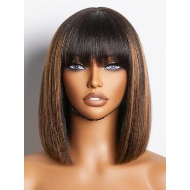 Imagem de Peruca Yaki Straight Bob LUVME HAIR - 25cm, Cabelo Humano, 180 Densida