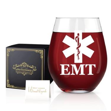 Imagem de Perfectinsoy Taça de vinho EMT Emergency Medical Technicians, presentes engraçados de taça de vinho sem haste para EMT, presentes EMT para mulheres e homens, presentes de aniversário para emergência