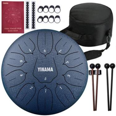 Imagem de Tambor de Língua de Aço Yinama 11 Notas (30cm) - Azul Escuro com Acess