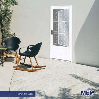 Imagem de Porta De Giro Almofada Postigo Grade Elo 215X85 Sem Vidro Mgm Branco