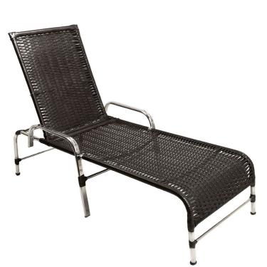 Imagem de Espreguiçadeira Esteira Catar de Alumínio Piscina Preto