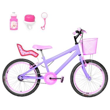 Imagem de Bicicleta Aro 20 Aero + Kit Passeio Lilás E Rosa