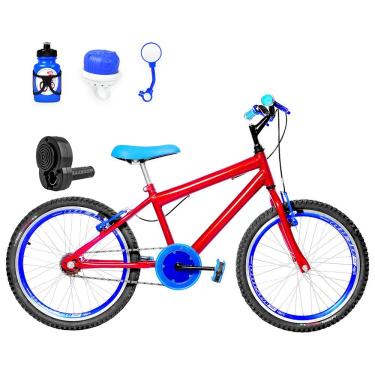 Imagem de Bicicleta Aro 20 Aero + Kit Passeio Vermelha E Azul