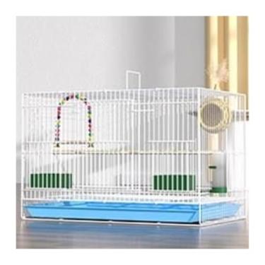 Imagem de Gaiola para Pássaros Bird Cage Parrot Cage Encrypted Metal Folding Cage Extra Large Gaiola para Pássaros de Estimação(Branco)