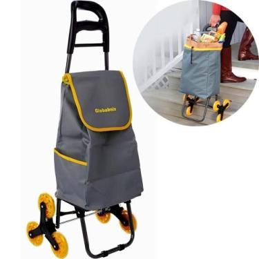 Imagem de Carrinho de compras dobrável Mercado Carga 3 Rodas 40Kg Sobe Escadas -